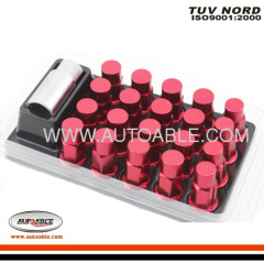 Red wheel lug nuts