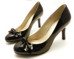 Black stiletto heel bowtie women dress shoes