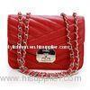 Red Simple Chanel Flap Designer Imitation Handbags With Sheepskin Leather