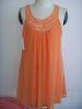 Orange Polyester Chiffon Womens Casual Summer Dress, Sexy Sleeveless Dress