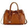 Light Brown Calfskin Leather, Shoulder Strap Prada Handbag With Gold Shine Brass Hardware