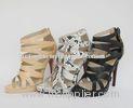 Custom Made Womens Strappy Sandals Soft Snake, Suede High Heel Sandal Shoes