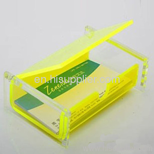 Yellow Exquisite Acrylic Business Card Holder PMMA Business Card Box