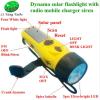 Solar Crank Dynamo LED Flashlighting with Radio with Mobile Charger Compass
