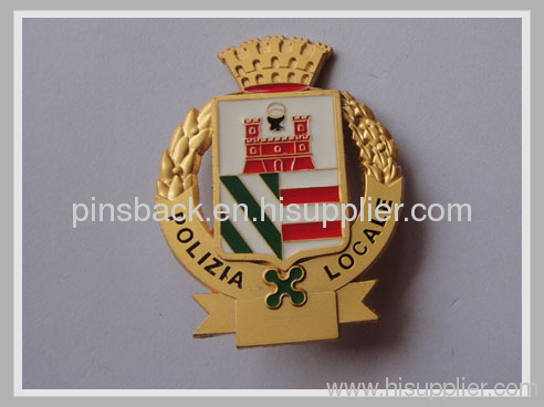 custom metal badges with soft enamel process , matt Gold plating