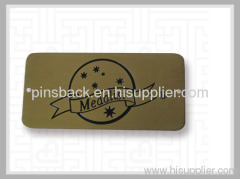 bronze plating name badges and color filled