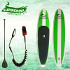 green sup paddle board surfing