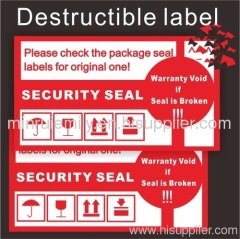 Custom tamper evident seal labels,destructible labels for security sealling labels
