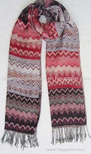 acrylic zigzag woven scarf