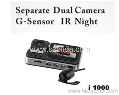 120degrees wide-angle+G-sensor collision data protection+Separate dual camera +H.264+IR Night