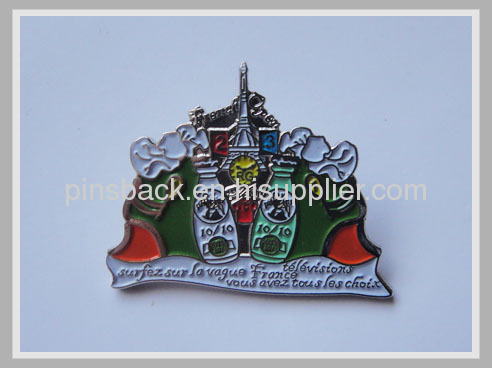 3D die cast lapel pin with antique nickel plating