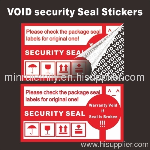Custom warranty void labels from China,tamper proof void labels