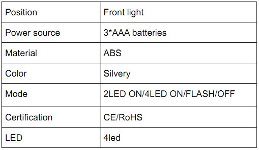 4 white LED bicycle light