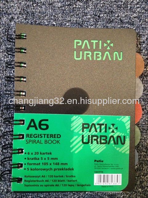 PP cover with divider spiral notebook