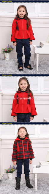 winter clothes red girl checked coat kids top wear 