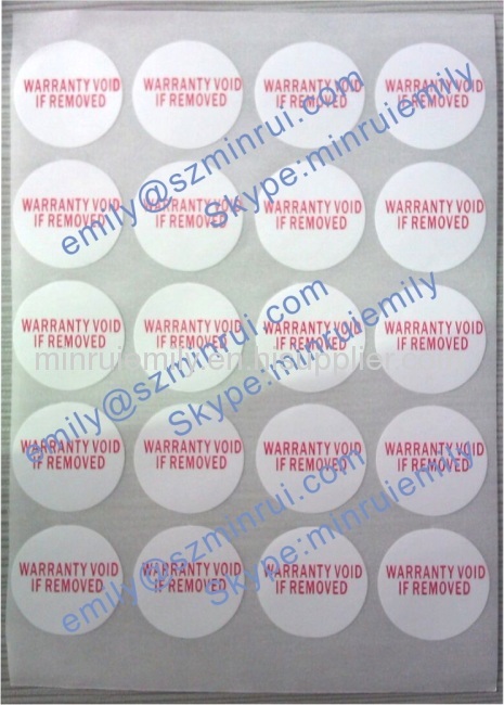 Custom destructible tamper seal stickers,custom round tamper evident seal stickers