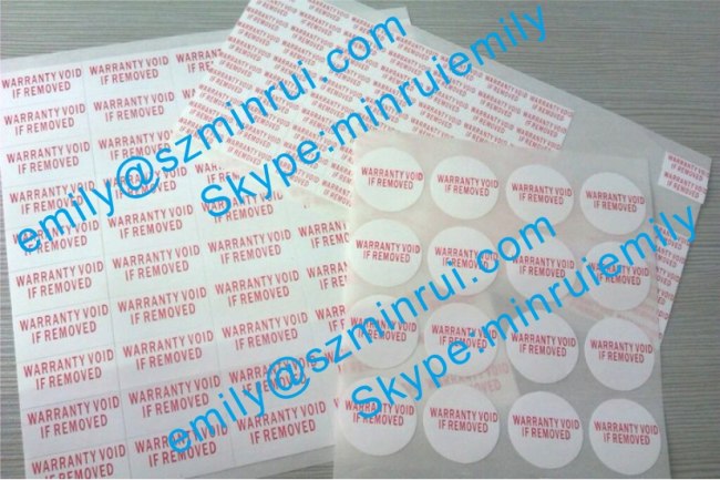 Custom printed destructible vinyl labels,warranty void seal stickers