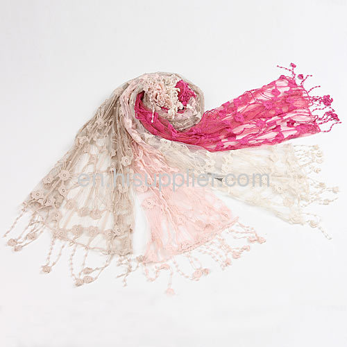 Fashion European Cotton Pashmina Tassel Lace Scarves Wholesale For Women