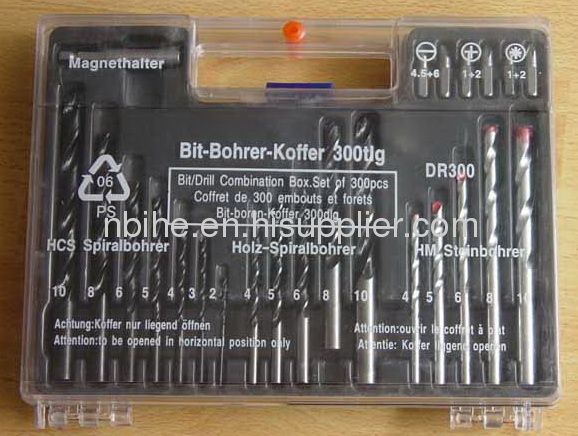 300 pcs combination drill set with wall plug