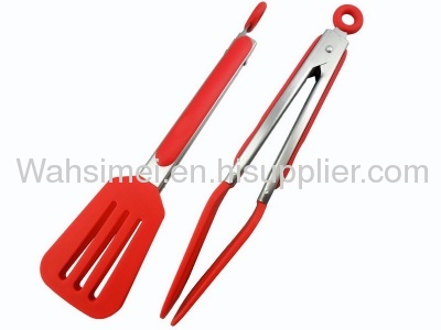 Fshion silicone tongs for cooking with stainless steel arms 