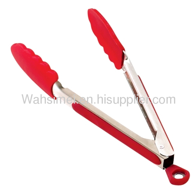 Fshion silicone tongs for cooking with stainless steel arms 