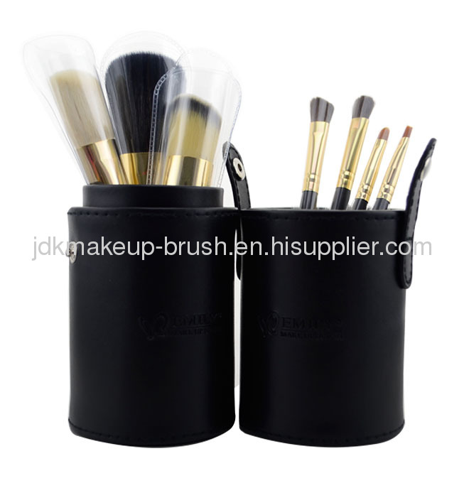 Professional 7 pcs cylinder black makeup brush set 