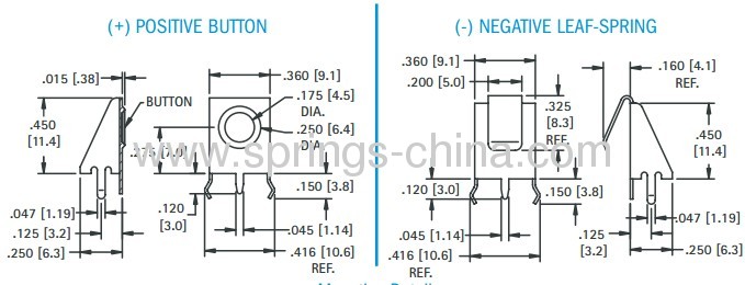 Snap-In PC Button And Leaf Spring Contacts For AA,N Battery