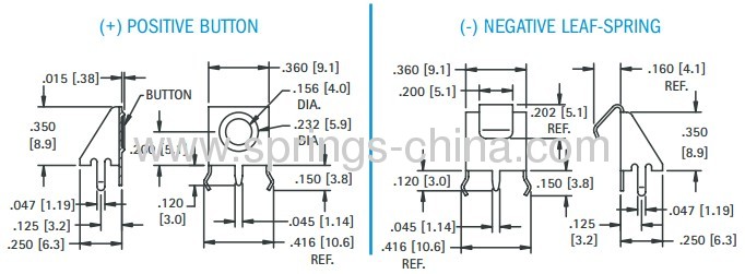 Snap-In PC Button And Leaf Spring Contacts For AAA Battery