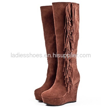 ladies knee wedge dress boots