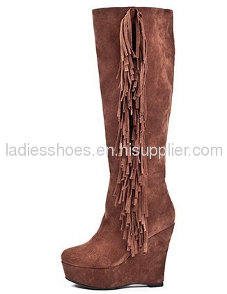 ladies knee wedge dress boots