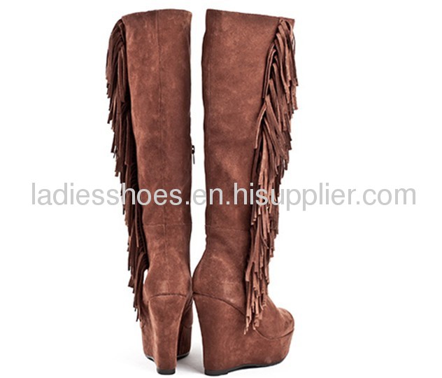 ladies knee wedge dress boots