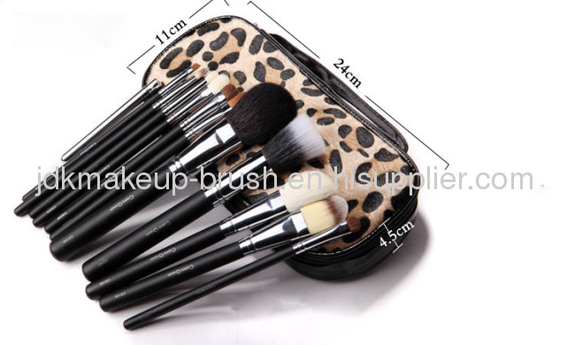 12PCS Cosmetic Brush Set with Leopard Pouch