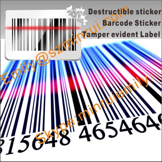 Custom Destructible Tamper Evident Barcode Labels with Sequence Numbers