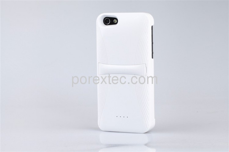 3000mAh Rechargeable External Backup Battery Charger Case for iphone5, Ultra Slim Back Clamping Power Bank with Stand