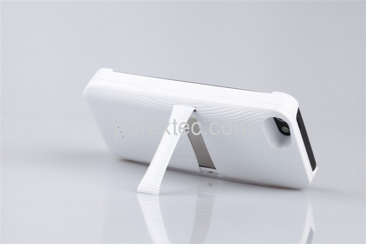 3000mAh Rechargeable External Backup Battery Charger Case for iphone5, Ultra Slim Back Clamping Power Bank with Stand