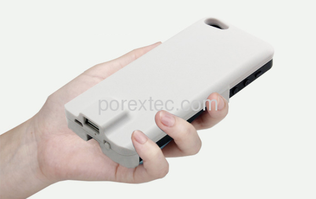 2800mAh Rechargeable External Backup Battery Charger Case for iphone5, Ultra Slim Back Clamping Power Bank with Stand