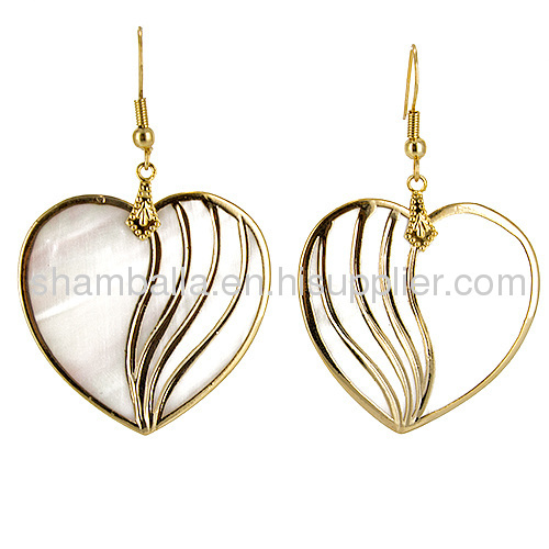 2013 Fashion Hand Painted Heart Shaped Shell Earrings Wholesale