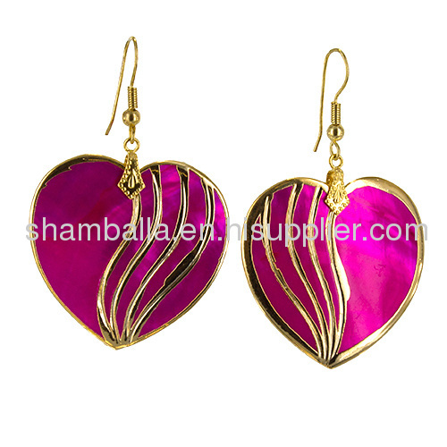 2013 Fashion Hand Painted Heart Shaped Shell Earrings Wholesale