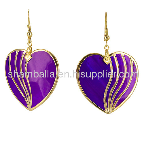 2013 Fashion Hand Painted Heart Shaped Shell Earrings Wholesale