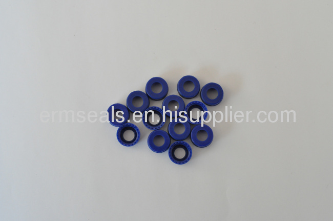 35×2mm Blue PTFE/White Silicone Septa With Pre-Slit Fits On Blue Open Top PP Screw Up