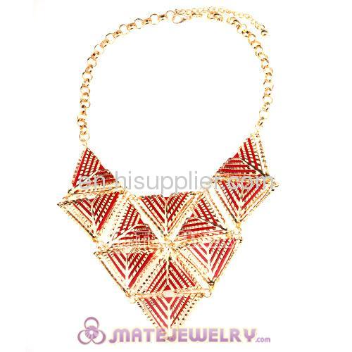 Cool Fashion Large Gold And Red Collar Triangle Bib Statement Necklace