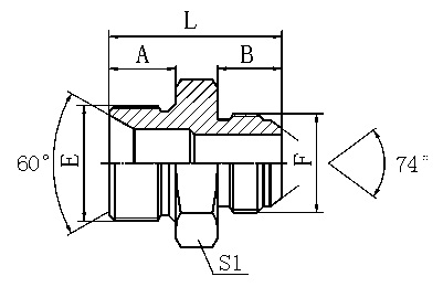 1BJ BSP MALE DOUBLE USE FOR 60° CONE SEAT OR BONDED SEAL / JIC MALE 74° CONE HYDRAULIC HOSE FITTING PIPE FITTING