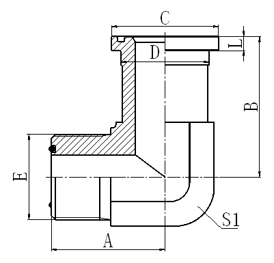 1FFS9 90° ELBOW ORFS MALE O-RING / S-SERIES FLANGE ISO 6162-2 HYDRAULIC ADAPTER FITTING ELBOW PIPE FITTING 