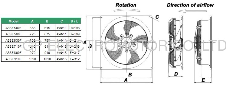 230V EC Axial Flow Fan ventilator with BLDC motor for Energy-efficient solar Heat Pump