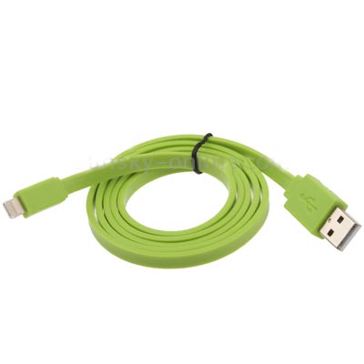 Noodle Style USB Data Sync Charger Cable for iPhone 5, Length: 1m (Green) 
