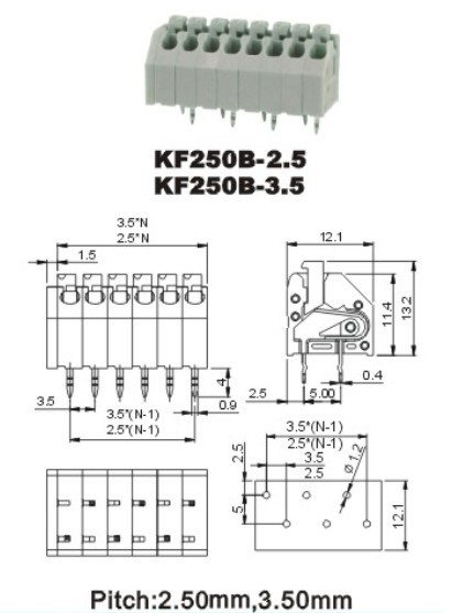 22-18 AWG china connector spring loaded terminal blocks for PCB