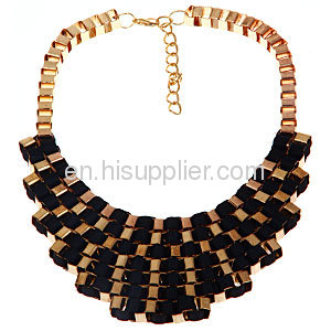 Trendy Multi Layer Statement Black Gold Fallon Veruca Chain Bib Necklace