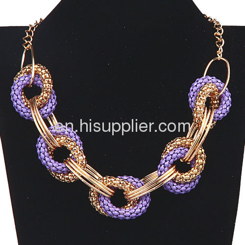 Costume Jewelry Cheap Punk Rock Hoop Link Chain Bib Necklace