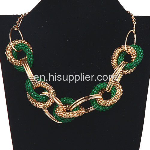 Costume Jewelry Cheap Punk Rock Hoop Link Chain Bib Necklace