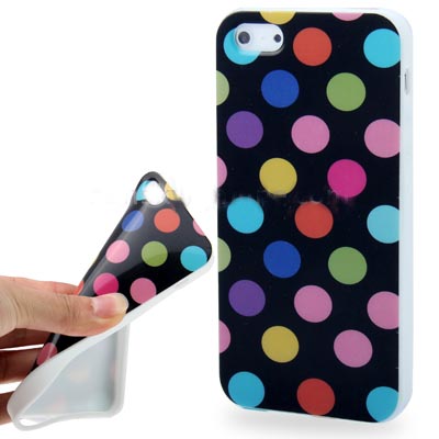 Dot Pattern Smooth TPU Case for iPhone 5 (Black) 